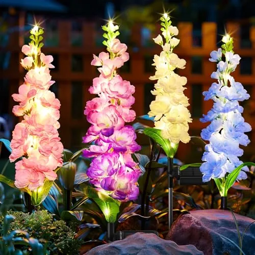KOOPER 4-Pack Solar Delphinium Flower Lights