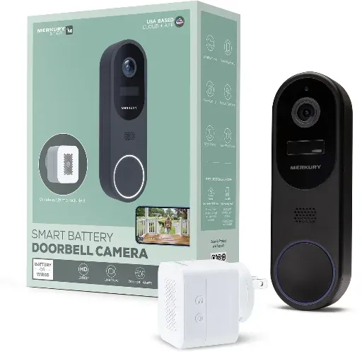 Merkury Smart Wire-Free Battery Doorbell Camera & Chime (MI-CW074-125W)