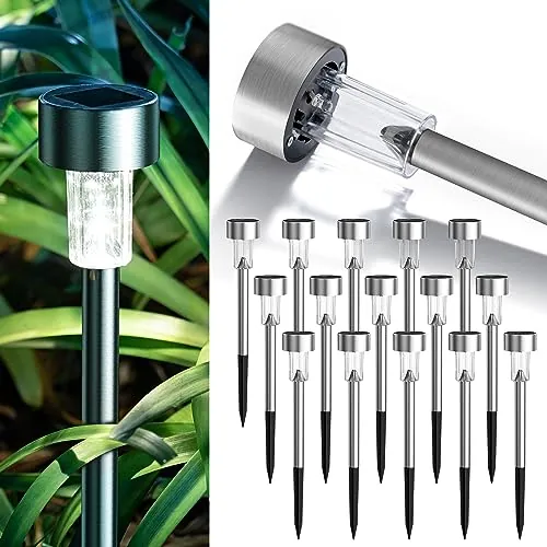 GIGALUMI Solar LED Stainless Steel Outdoor Lights 16-Pack