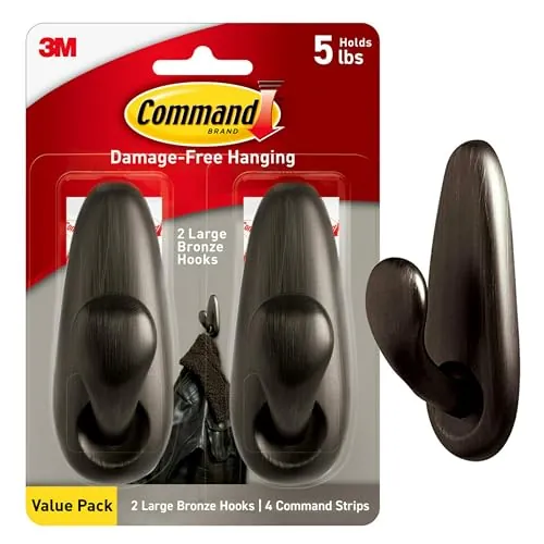 3M Command Forever Classic Large Metal Wall Hooks 2-Pack (Bronze)