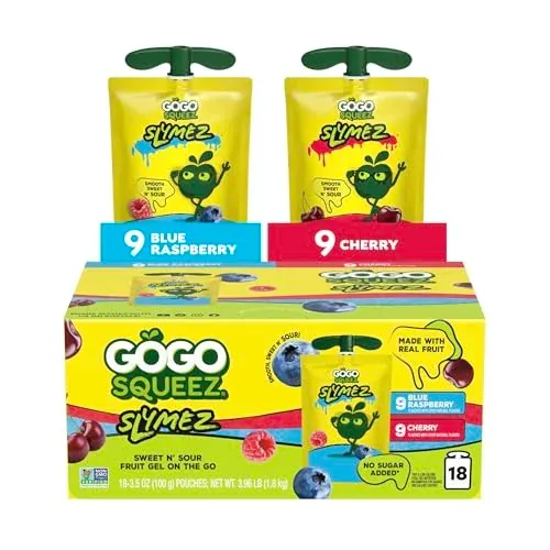 GoGo squeeZ No Sugar Added SlymeZ Fruit Gel Variety Pack 18 Count