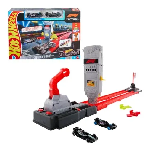 Hot Wheels F1 Grid Start Racing Track Set with 2 Die-Cast Cars, 1:64 Scale