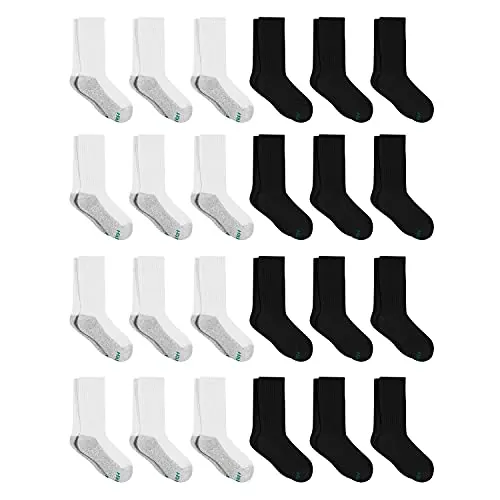 Hanes Boys' Crew Cotton Cushioned Socks 24-Pack