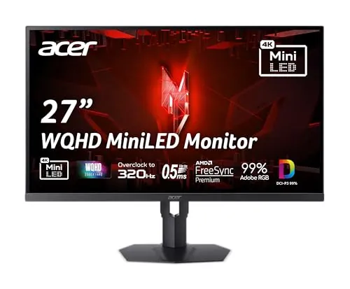Acer Nitro XV275U F3 27" 1440p 320Hz IPS Mini-LED Gaming Monitor (HDR1000, HDMI 2.1)
