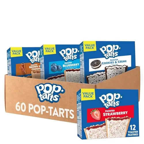(5 Boxes) Pop-Tarts Toaster Pastries, Breakfast Foods, Kids Snacks, Value Pack, 4-Flavor Variety Pack