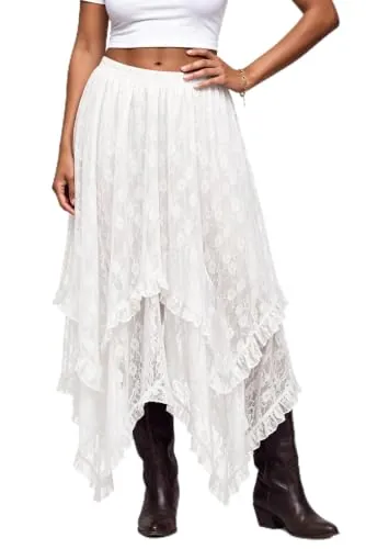 Asymmetrical Flowy Boho Maxi Skirts Red 2XL