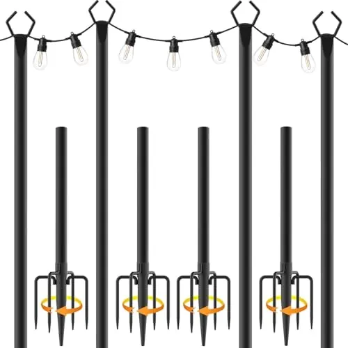 Ailbton 10-Foot String Light Pole 4-Pack