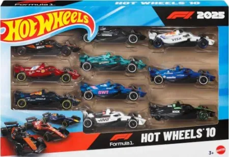 10-Pack Hot Wheels Formula 1 2025 Die-Cast Toy Racecars