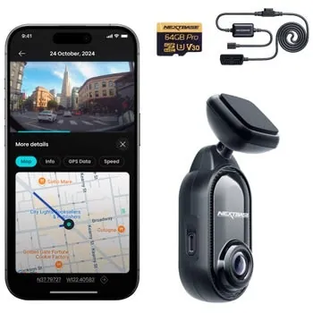 Nextbase Piqo 2K Dashcam w/ 64GB MicroSD Card & Quick Connect Cable