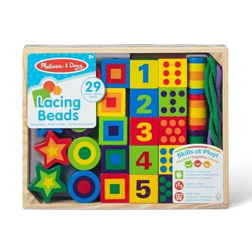 Melissa & Doug Deluxe Wooden Lacing Beads