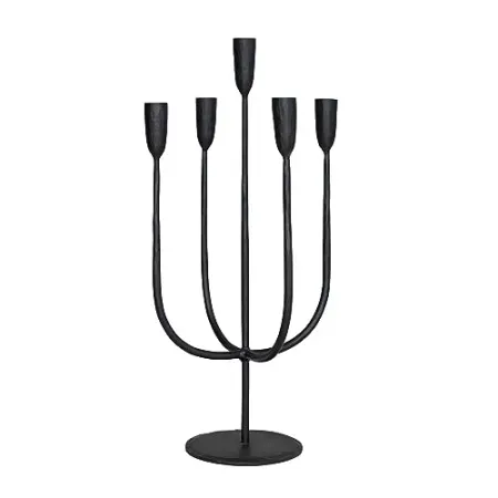 Creative Co-Op Round Hand-Forged 5 Taper Metal Candelabra