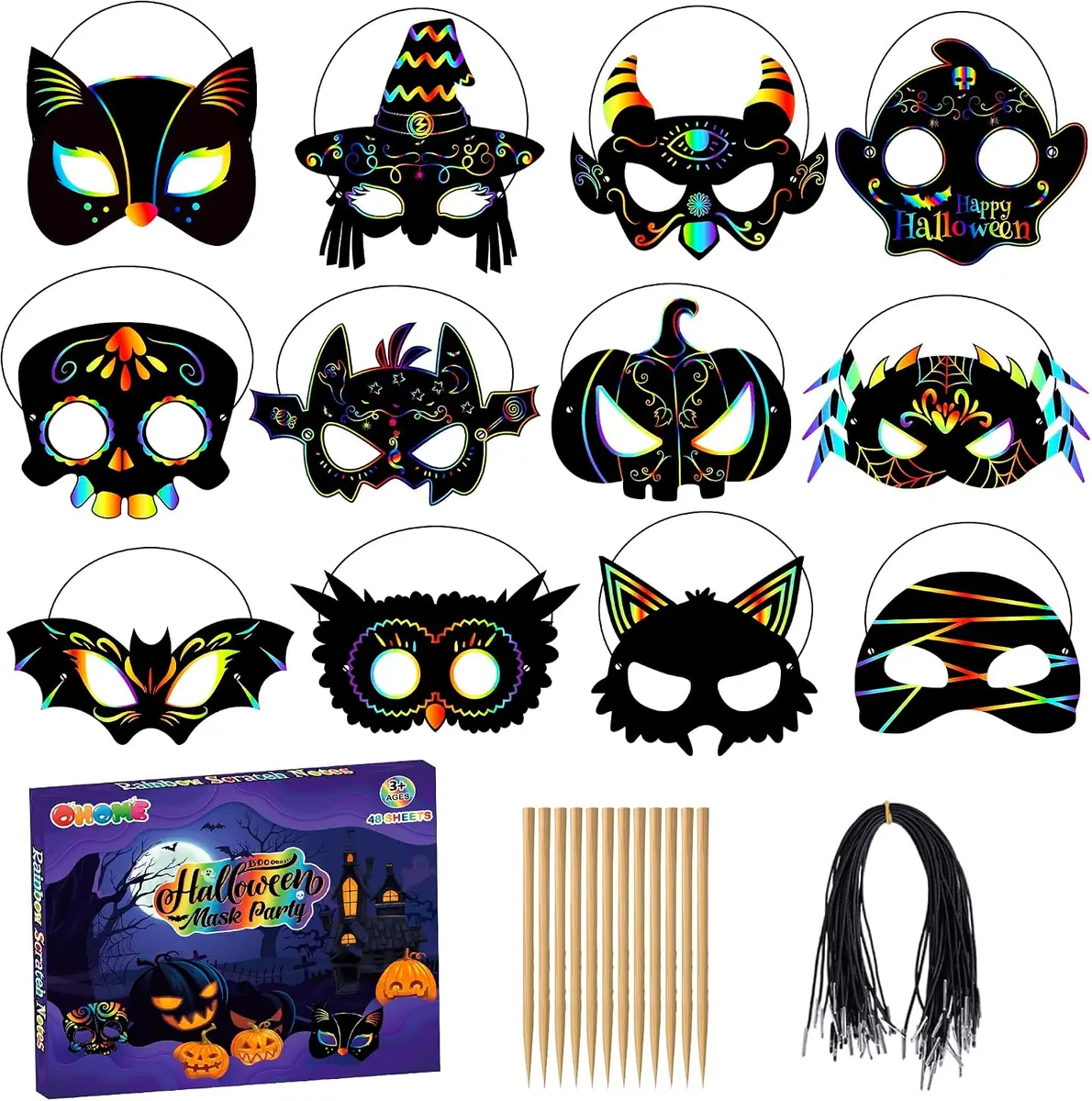 Halloween Rainbow Scratch-Off Masks