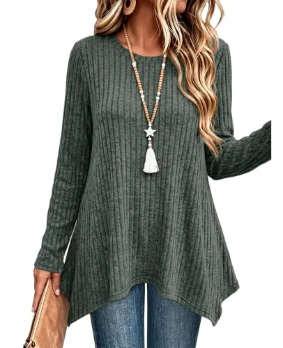 OFEEFAN Long Sleeve Tunic Tops