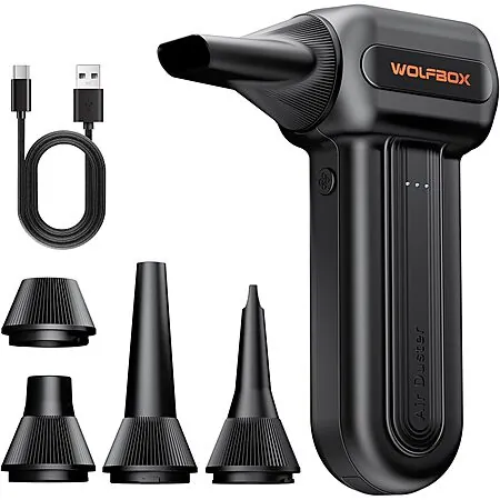 3-Speed Wolfbox MF60 Electric Compressed Air Duster w/ 5 Nozzles