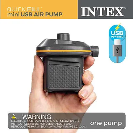 Intex USB-C Mini Air Pump w/ 3 Nozzles for Mattresses & Inflatables