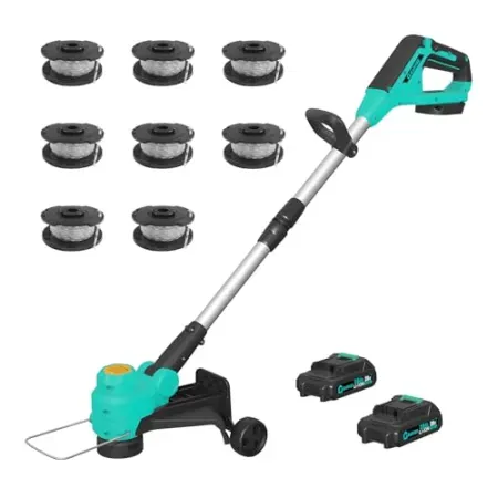 DEXSO Cordless Weed Wacker w/ 8 Spool Lines, Two Batteries