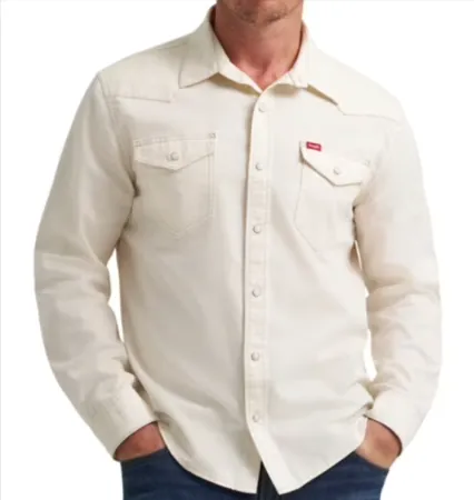 Wrangler Men's Slim Fit Long Sleeve Denim Shirt w/ Sunglasses Cleaner