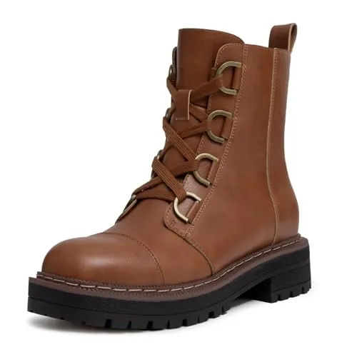 Athlefit Women’s Chunky Heel Combat Boots
