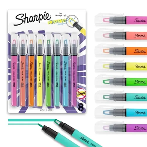 Sharpie Clear View Highlighter Sticks, Chisel Tip Highlighter Market Set, 8-Pack