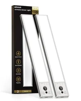 2-Pack Ezvalo 10" 120 Lumen Rechargeable Magnetic LED Motion Sensor Lights