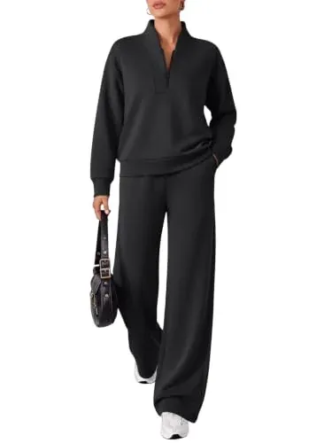 EFAN Women's Sweatsuits 2 Piece Lounge Sweat Sets Black