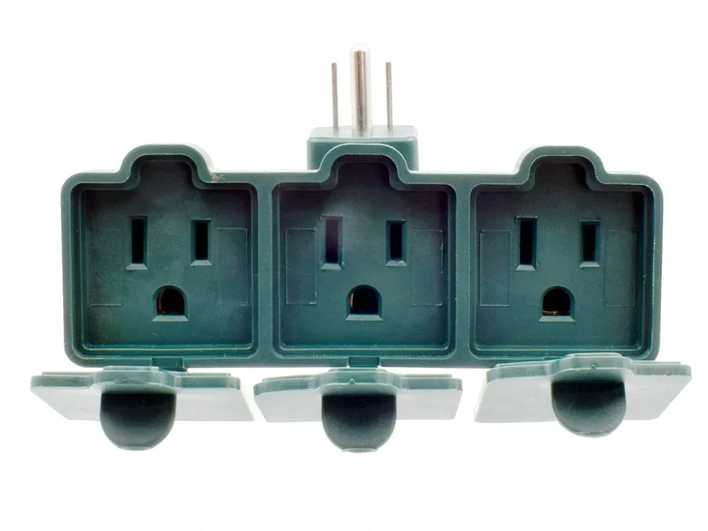 Project Source 15A 3-Wire Grounding Single to Triple Adapter