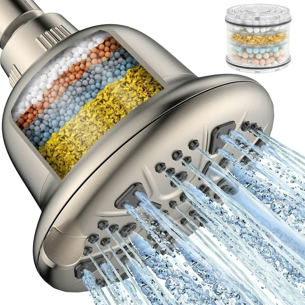 MakeFit Filtered Shower Head w/ Hard Water Filter & 7 Settings