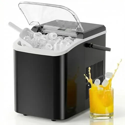 NEWBULIG Ice Makers Countertop with Handle, Portable Ice Machine