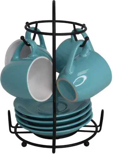 IMUSA 8-Piece 3oz Espresso Set (Blue/White)
