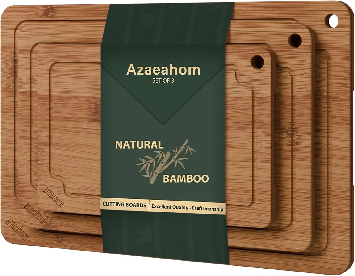 Azaeahom 3-Piece Bamboo Cutting Board Set