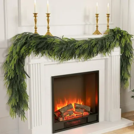 N&T NIETING 9' Christmas Real Touch Artificial Norfolk Pine Garland