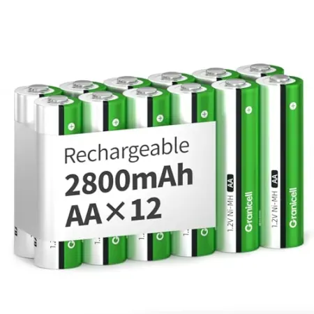 12-Pack Granicell 2800mAh NiMH AA Rechargeable Batteries