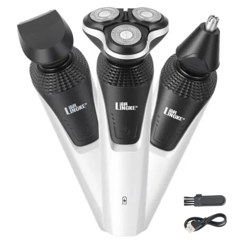 Electric Razor for Men, White 3-in-1 Rotary Electric Shaver