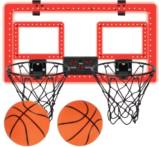 MinnARK Over-the-Door Basketball Dual Hoop Indoor Sports Game (Hoop + 2 Balls)