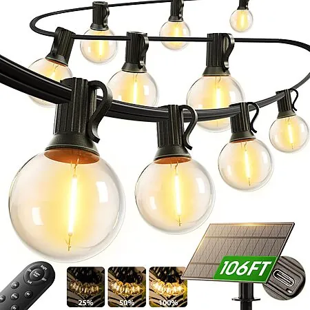 addlon 100' Outdoor Solar String Lights w/ Remote