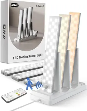 6-Pack EZVALO Under Cabinet Motion Sensor Lighting w/ Charging Station