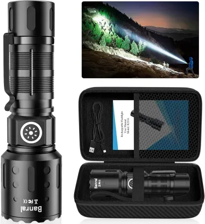 Banral 1000-Lumen USB Rechargeable Flashlight w/ Carry Case