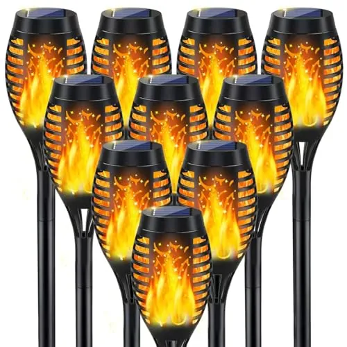 Solar Torch Light Outdoor Flickering Flame 10-Pack