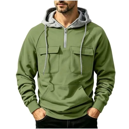 Men's Zip Up Cargo Hoodie Sweatshirt