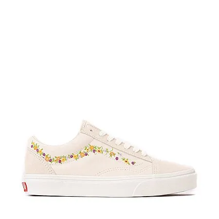 Vans Old Skool Floral Embroidery Skate Shoe (Marshmallow /Multicolor)