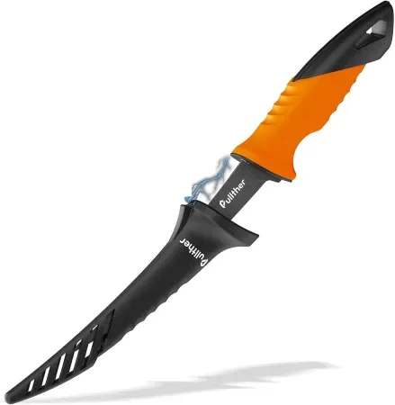7" Pullther Fishing Stainless Steel Fillet Knife w/ Magnetic Sheath