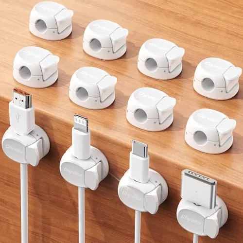 Chfeila Dual Spring + Clasp Cable Management Cord Organizers 12-Pack