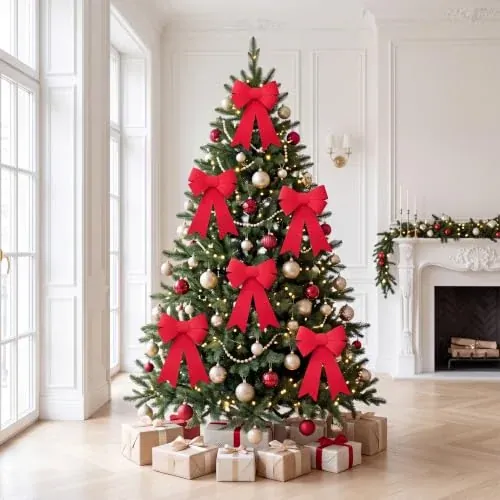 DazSpirit Red Christmas Bow, 1-6 Pack