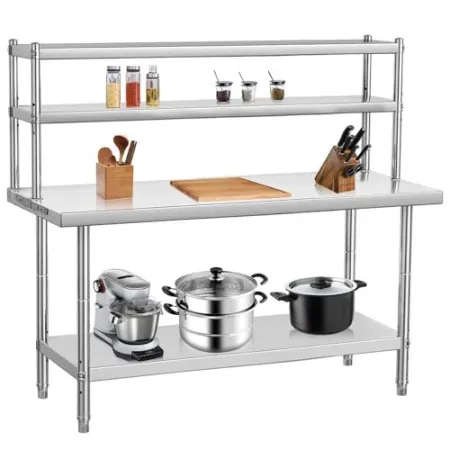 Garvee 48" x 24" Stainless Steel Prep Table Overshelf & Hooks