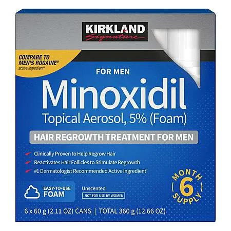 6-Pk 2.11-Oz Kirkland 5% Minoxidil Foam Hair Regrowth Solution