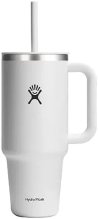 40-Oz Hydro Flask Insulated Travel Tumbler w/ Lid & Straw (White)