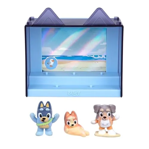 Bluey Fuzzies Episode Pack: The Beach, 3 Flocked Mini-Figures