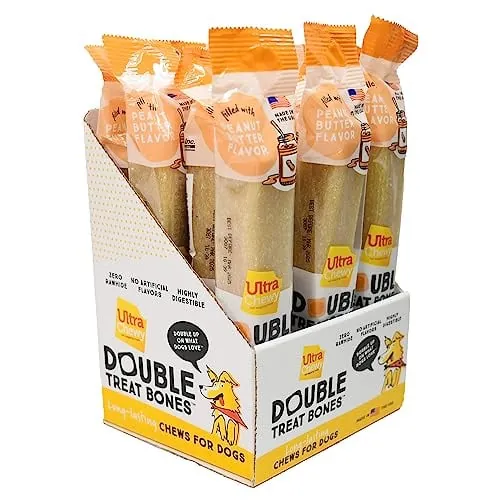 Peanut Butter Double Treat Bones for Dogs, 12 Count