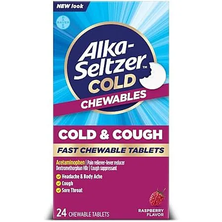 24-Ct Alka-Seltzer Plus Cough & Sore Throat Fizzy Chews (Raspberry)