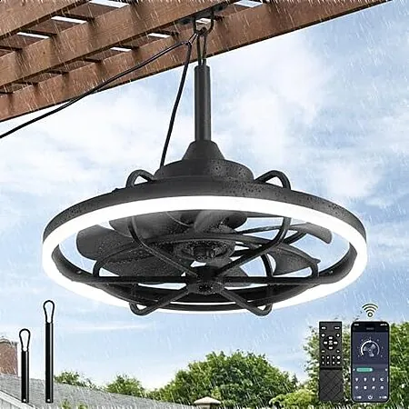 Fanbulous 20" Caged Outdoor Ceiling Fan w/ Light & Remote